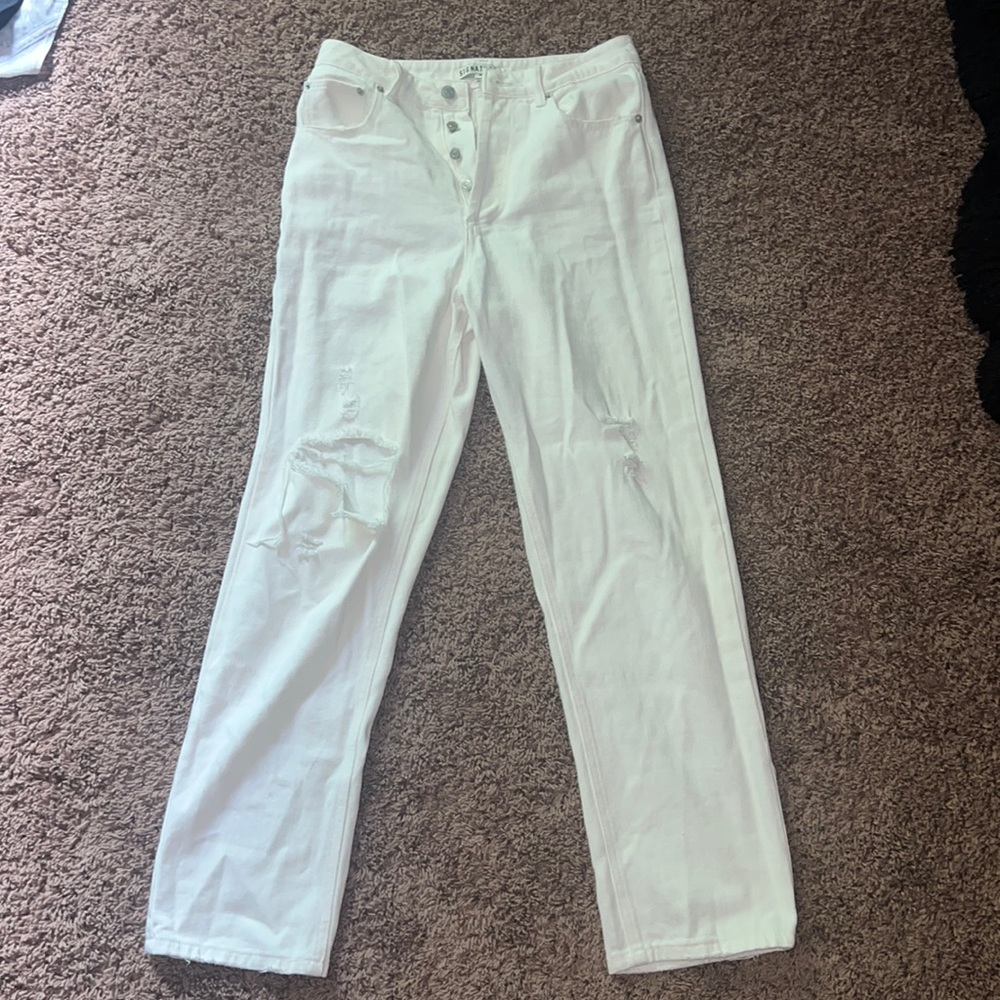 White ripped jeans